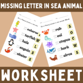 Missing letter in sea animal worksheet - Marine Life activ