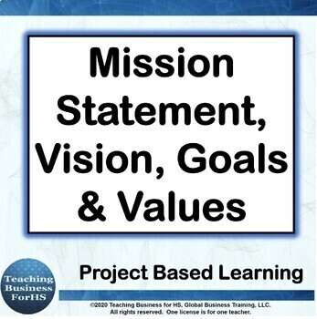 Preview of Mission Statement   Vision   Goals   and   Values  - CTE  Project based 