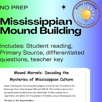 Preview of Mississippi Mound Builders Pre Colonial America Reading Comprehensio Worksheet
