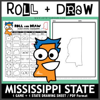Preview of Mississippi Roll and Draw Silly State Game NO PREP Drawing Activity