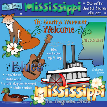Preview of Mississippi State Symbols Clip Art Download