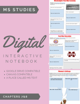 Preview of Mississippi Studies Digital Interactive Notebook- Chapters 7&8