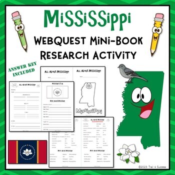 Preview of Mississippi Webquest Worksheets Reading Research Mini Book Activity