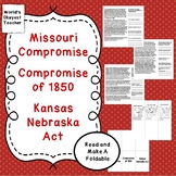 Missouri Compromise, Compromise of 1850, Kansas Nebraska Act