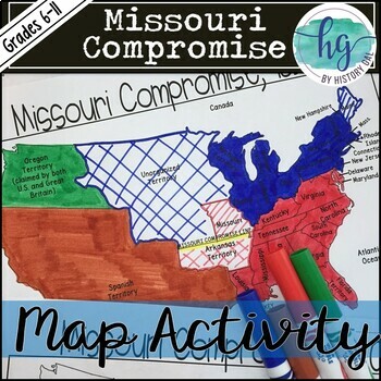 Preview of Missouri Compromise Map Activity (Print and Digital)