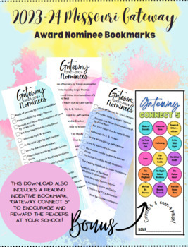Preview of Missouri Gateway Nominees Bookmark and Reading Incentive
