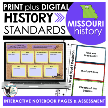 Preview of Missouri History Standards Interactive Notebook PRINT and DIGITAL