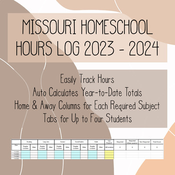 Preview of Missouri Homeschool Hours Log 2023-2024