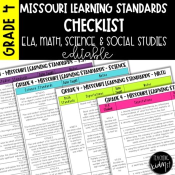 Preview of Missouri Learning Standards Checklist for Grade 4