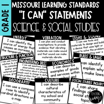Preview of Missouri Learning Standards SCIENCE & SOCIAL STUDIES "I Can" Statements Grade 1