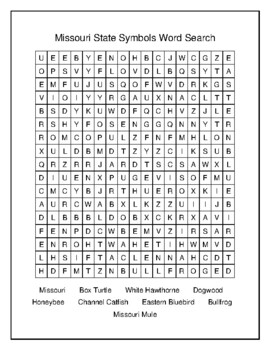 Missouri State Symbols Crossword and Word Search Puzzles TpT