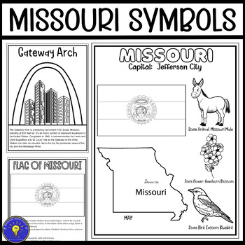Missouri Symbols Coloring Pages | Flag - Map - Landmark and 3 State Symbols