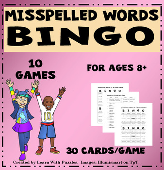 Preview of Misspelled Words BINGO Games - 10 UNIQUE Games - Ages 8+ - 30 Cards per Game