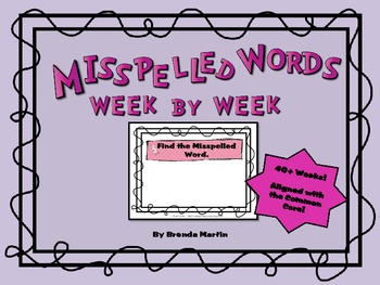 Preview of Misspelled Words Week to Week