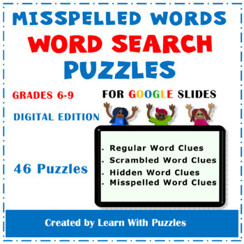 Preview of Misspelled Words Word Searches for Google Apps™ 46 Puzzles Gr6-9 Digital