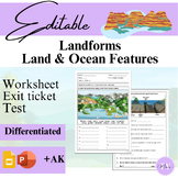 Missty's EDITABLE Landforms Land and ocean features - Work