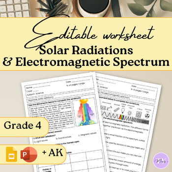 Preview of Missty's EDITABLE Radiant/Light energy Worksheet / Test /Exit Ticket