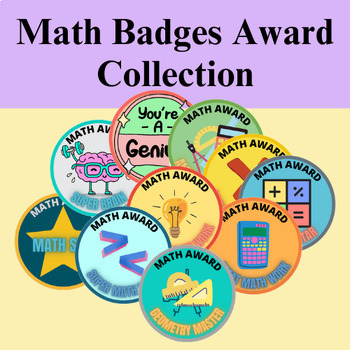 Preview of Missty's Math Badges Award Collection For Elementary and Primary Grades