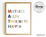 Mistakes Allow Thinking To Happen Print, Boho Math Classro