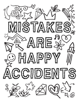Preview of Mistakes are Happy Accidents Coloring Page