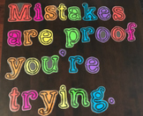 Mistakes are proof you're trying Poster. Motivational Poster.
