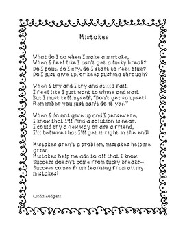 Mistakes poem by Linda Hodgell | Teachers Pay Teachers