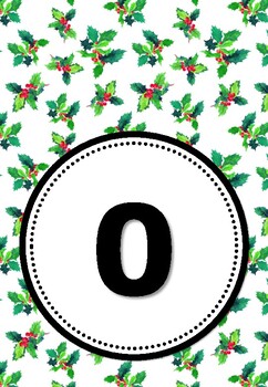 Preview of Mistletoe Holly Leaves Christmas Number Posters, 0 to 200,  Classroom Décor