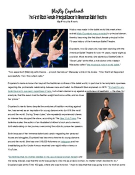 Preview of Misty Copeland Ballet Activity and Worksheet