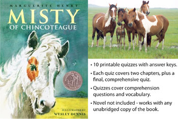 Preview of Misty of Chincoteage Quizzes With Answer Keys (Marguerite Henry Novel)
