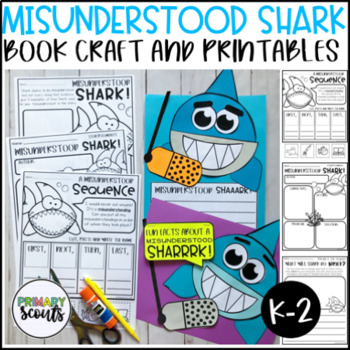 Preview of Misunderstood SHARK Craft and Reading Printables