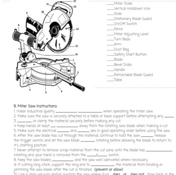 Preview of Miter Saw Operating Instruction/worksheet