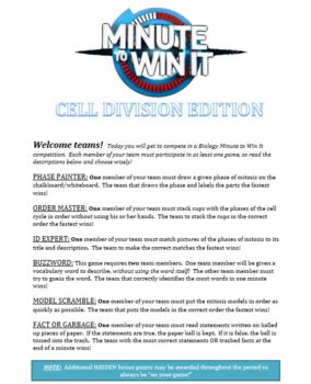 Preview of Mitosis/Cell Cycle Minute To Win It Review Game