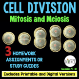 Mitosis Meiosis Cell Division Homework Set | Printable and Digital