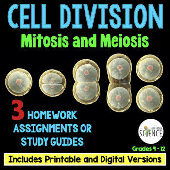 Preview of Mitosis Meiosis Cell Division Homework Set