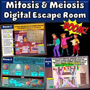 Preview of Mitosis and Meiosis Digital Escape Room - Boom Cards