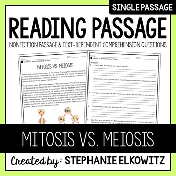 Preview of Mitosis vs. Meiosis Reading Passage | Printable & Digital