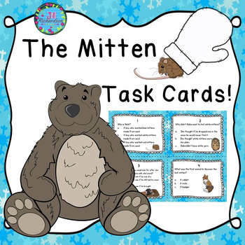 Preview of The Mitten by Jan Brett Activities Task Cards ESL Winter First Second Grade