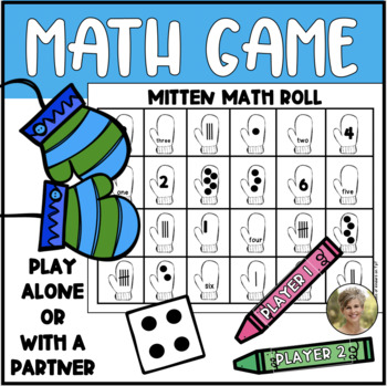 Preview of Mitten Math Partner Game Roll a Number & Color Kindergarten