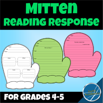 Preview of Mitten Shaped Reading Response for Any Book Grades 4-5