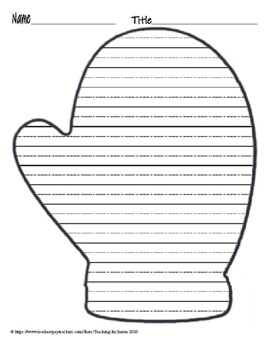 Mitten Shaped Writing Journal Page * Primary Lines Paper Creative Winter Prompts
