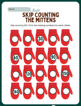 Preview of Mitten Skip Counting by 10's