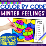 Mittens Emotions Color by Code Winter Naming Feelings Digi