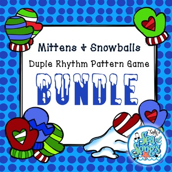 Preview of Mittens & Snowballs 4/4 Duple Meter Rhythm Review Games BUNDLE