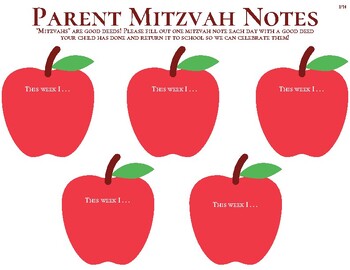 Preview of Mitzvah Notes Printable