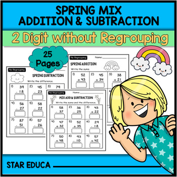 Preview of Mix 2 digit addition and subtraction without regrouping Spring