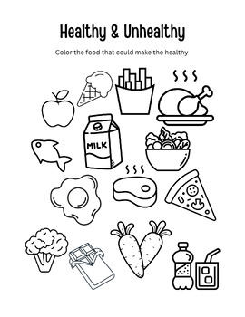 Mix Healthy & Unhealthy Food Activity Worksheet - Free by Happy Book Club