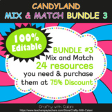 Mix & Match - Candy Land Classroom Decor Bundle #3 - 100% Editable