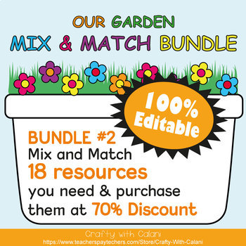 Preview of Mix & Match - Flower & Bug Classroom Decor Bundle #2 - 100% Editable