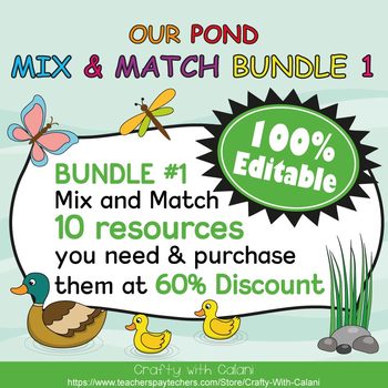 Preview of Mix & Match - Our Pond Classroom Theme Bundle #1 - 100% Editable