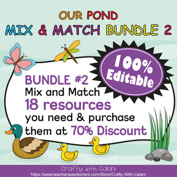 Preview of Mix & Match - Our Pond Classroom Theme  Bundle #2 - 100% Editable